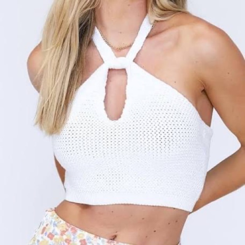Princess Polly Knit Crochet Halter Top Size XS/S